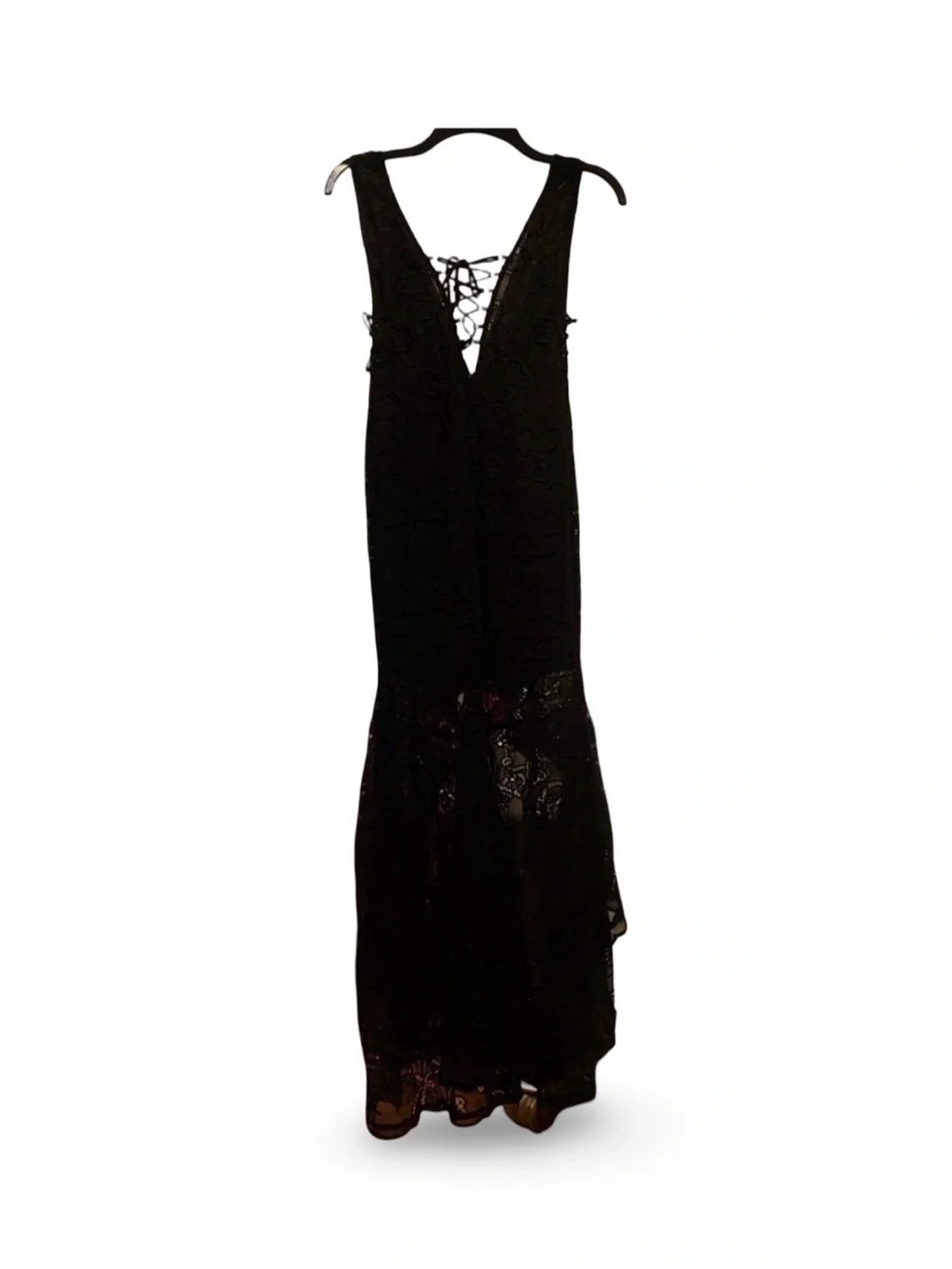 Free People Black Lace High-Low‎ Dress with Side Cutouts, XS